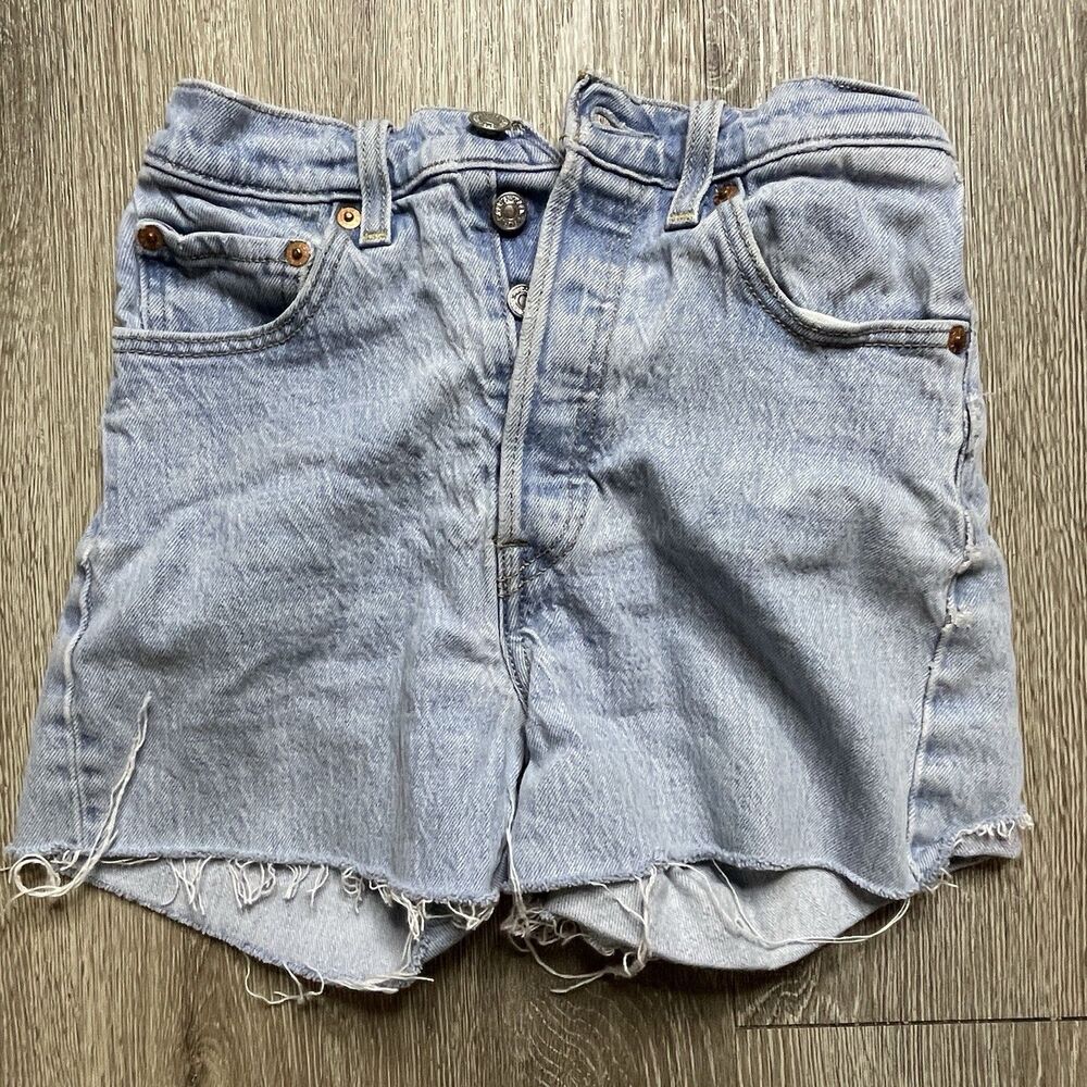 Levi's Jeans Women's Size 24, Blue Denim Cut-Off Shorts Ribcage Straight